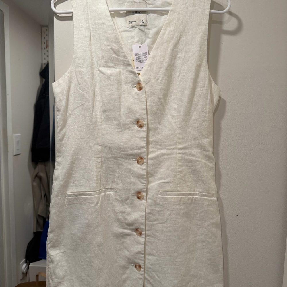 Abercrombie & Fitch Cream Button-Down Mini Dress
